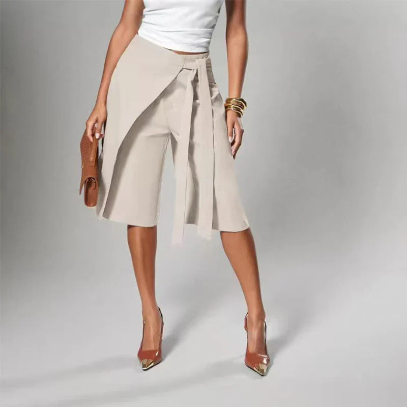 Adriana Della Valle™ Elegant Wide Leg Culottes with Front Tie