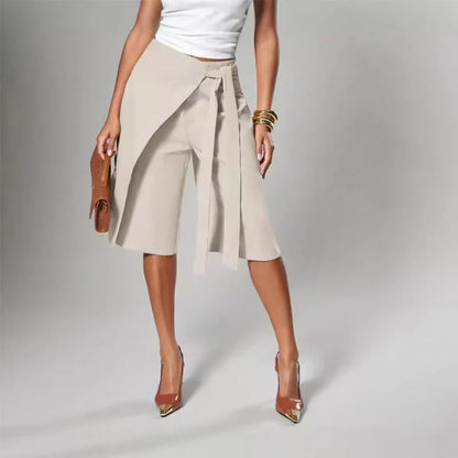 Adriana Della Valle™ Elegant Wide Leg Culottes with Front Tie