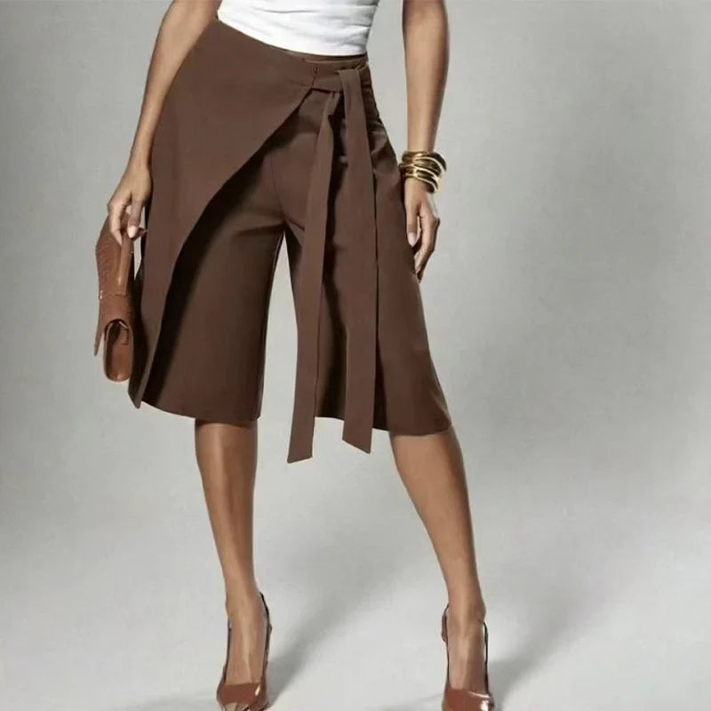 Adriana Della Valle™ Elegant Wide Leg Culottes with Front Tie