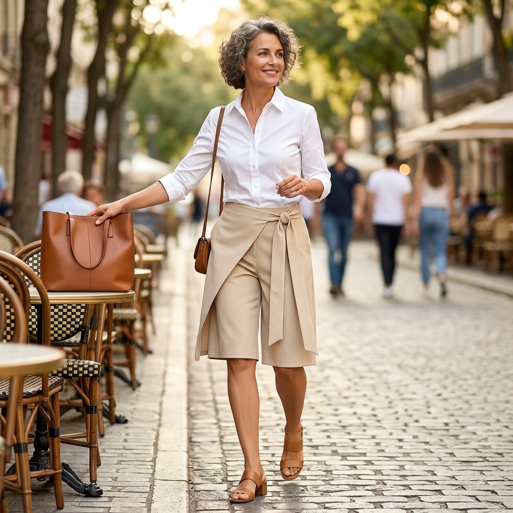 Adriana Della Valle™ Elegant Wide Leg Culottes with Front Tie