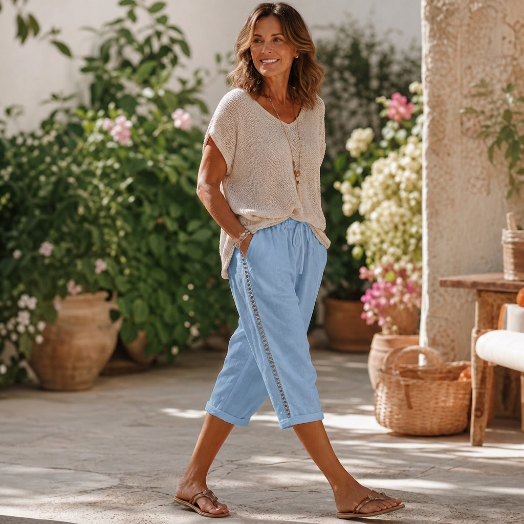 Adriana Gabba™ Lace Cutout Capri Pants for Summer Comfort