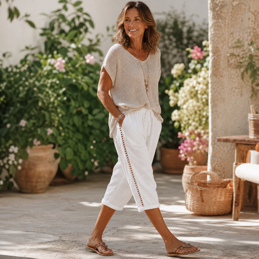 Adriana Gabba™ Lace Cutout Capri Pants for Summer Comfort