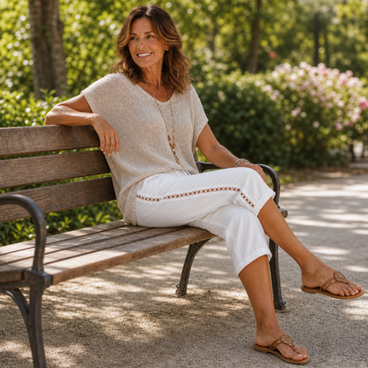 Adriana Gabba™ Lace Cutout Capri Pants for Summer Comfort
