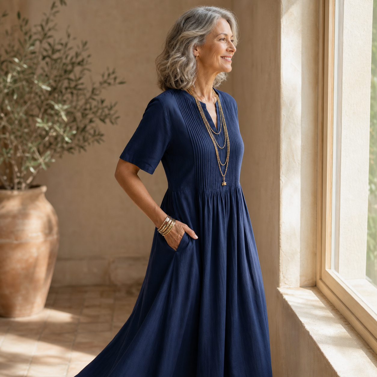 Adriana Palombo™ Breathable Casual Dress for Effortless Summer Style