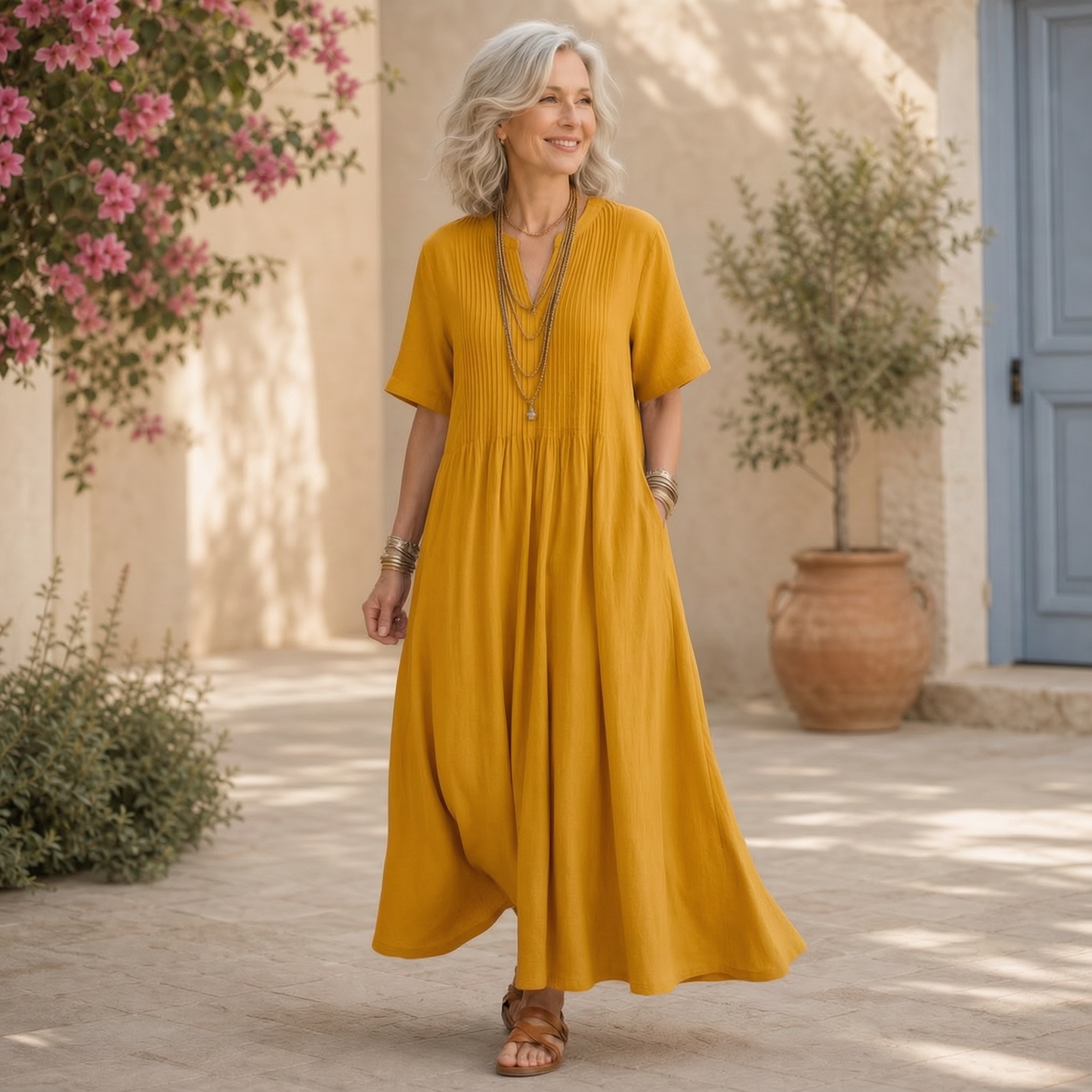 Adriana Palombo™ Breathable Casual Dress for Effortless Summer Style
