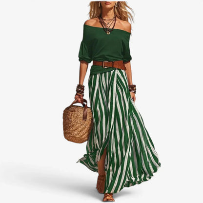 Adriana Romanin™ Striped Maxi Skirt Set for Effortless Summer Style