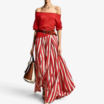 Adriana Romanin™ Striped Maxi Skirt Set for Effortless Summer Style
