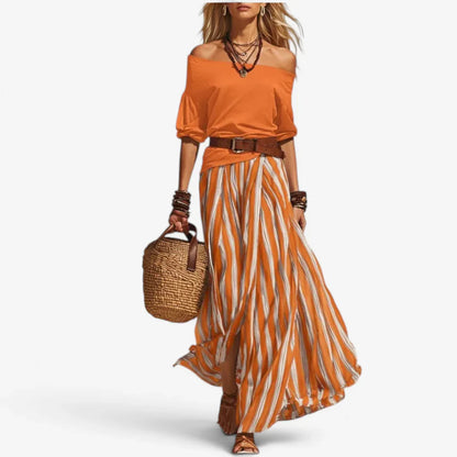 Adriana Romanin™ Striped Maxi Skirt Set for Effortless Summer Style