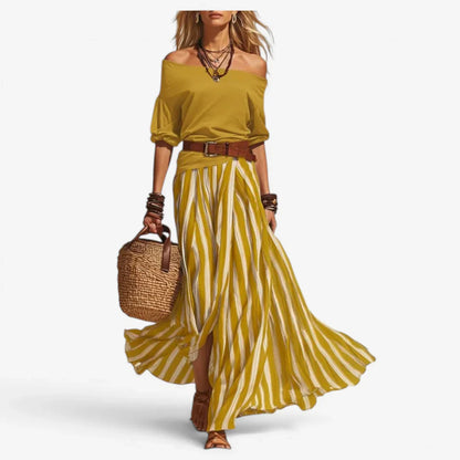 Adriana Romanin™ Striped Maxi Skirt Set for Effortless Summer Style