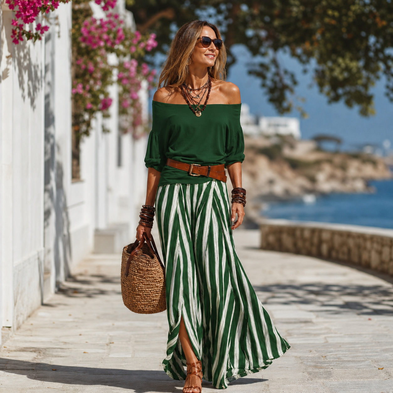 Adriana Romanin™ Striped Maxi Skirt Set for Effortless Summer Style