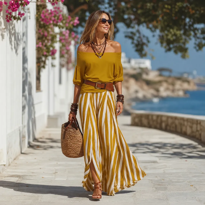 Adriana Romanin™ Striped Maxi Skirt Set for Effortless Summer Style
