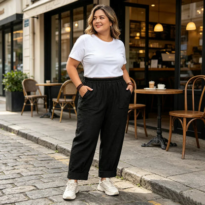 Adriana Turchi™ Comfortable Wide-Leg Trousers with Flattering Fit