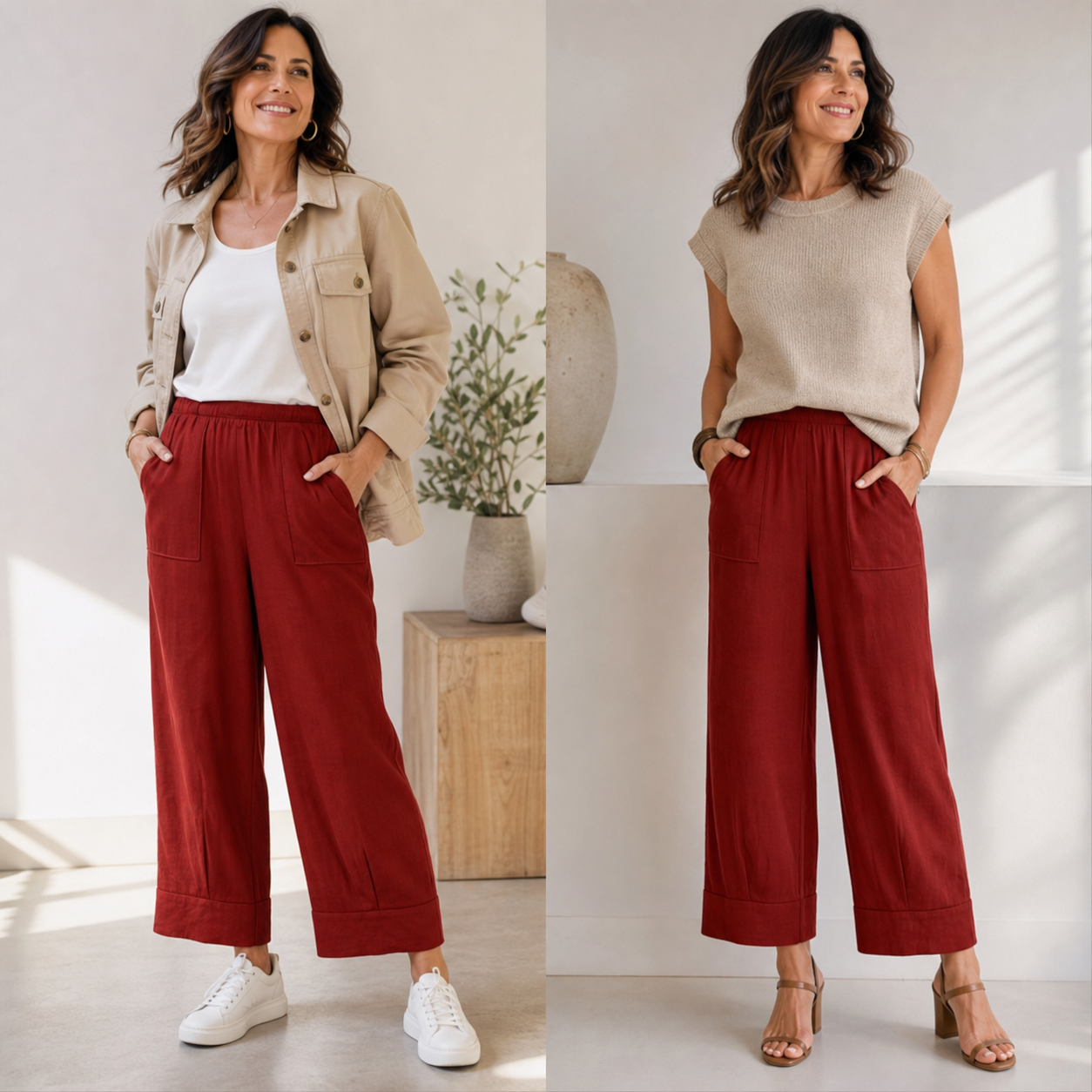 Adriana Turchi™ Comfortable Wide-Leg Trousers with Flattering Fit
