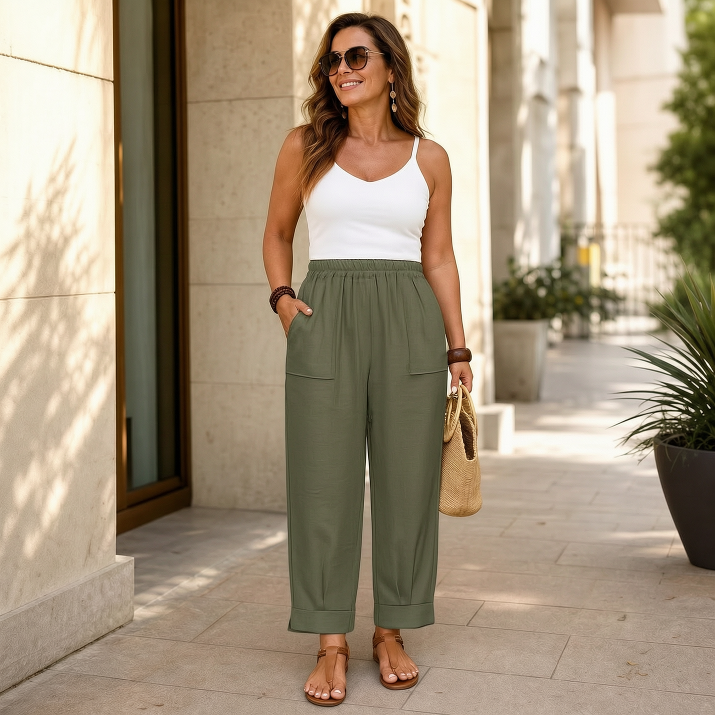 Adriana Turchi™ Comfortable Wide-Leg Trousers with Flattering Fit
