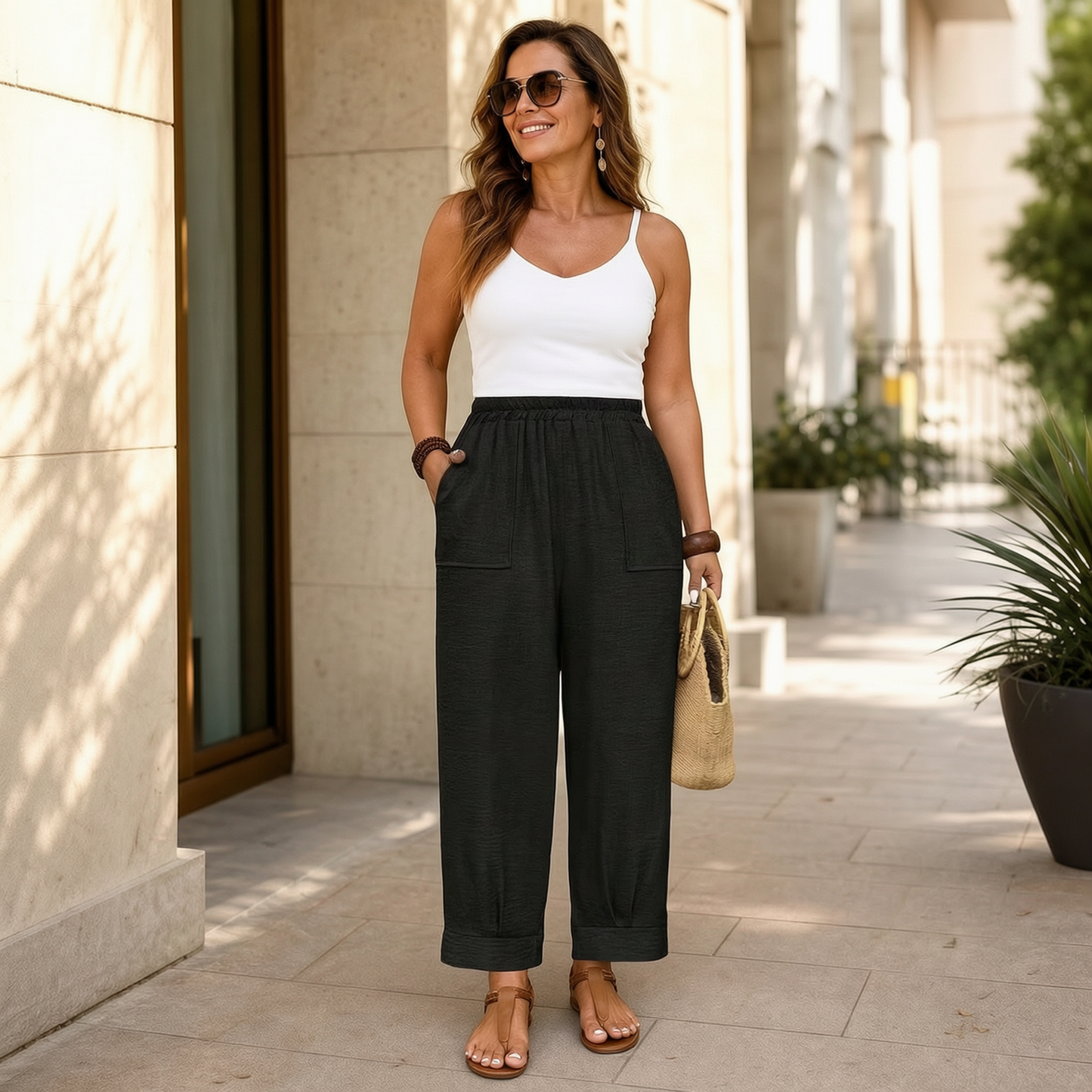 Adriana Turchi™ Comfortable Wide-Leg Trousers with Flattering Fit
