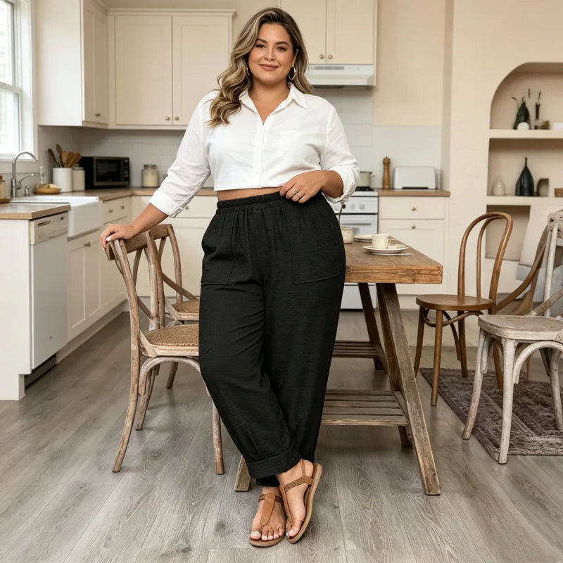 Adriana Turchi™ Comfortable Wide-Leg Trousers with Flattering Fit