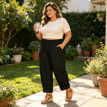 Adriana Turchi™ Comfortable Wide-Leg Trousers with Flattering Fit
