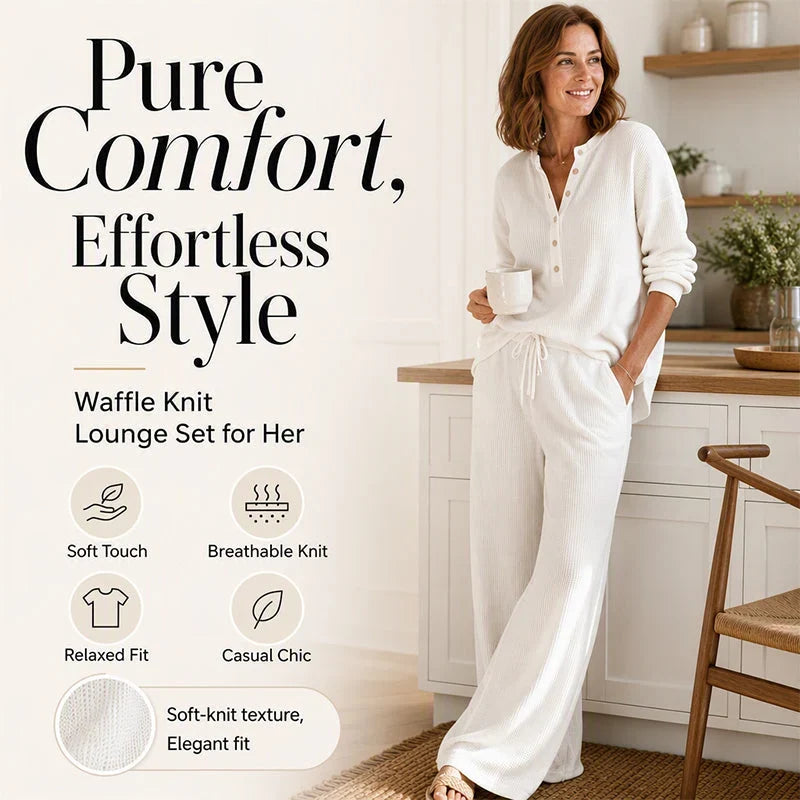 Agata Women's Waffle Knit Lounge Set - main product view of cozy waffle knit loungewear