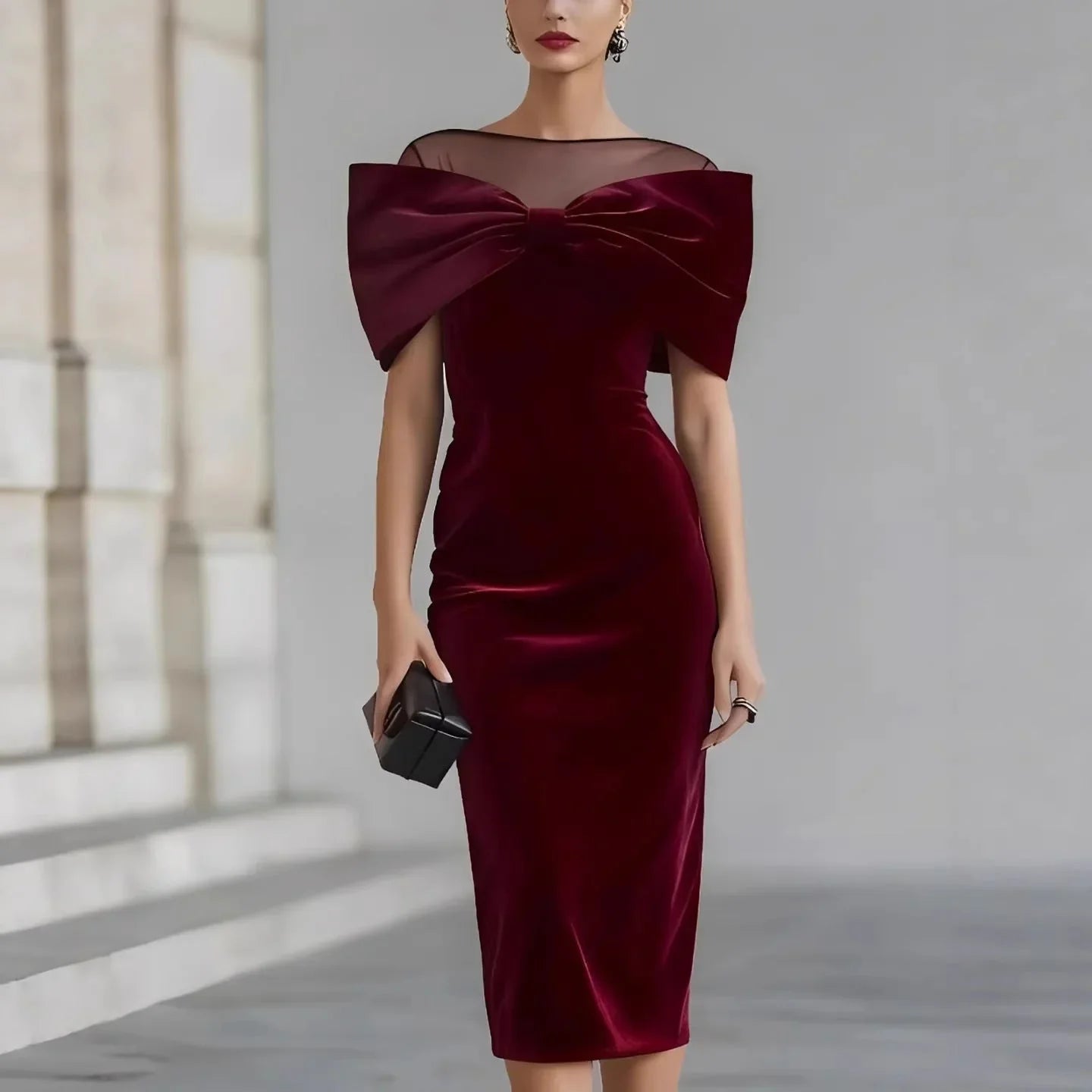 Agata Barbieri Flattering Black Dress - main front view of black evening dress