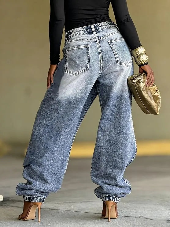 Agata Barchetti™ Split Hem Patchwork Jeans for Standout Style