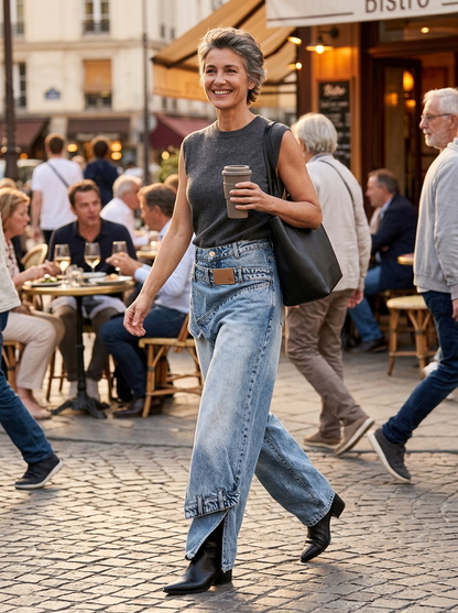 Agata Barchetti™ Split Hem Patchwork Jeans for Standout Style