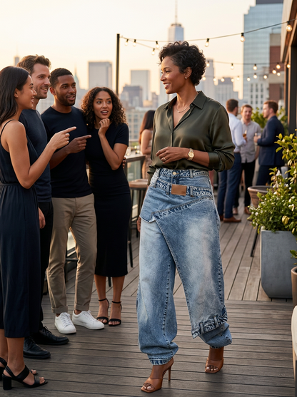 Agata Barchetti™ Split Hem Patchwork Jeans for Standout Style