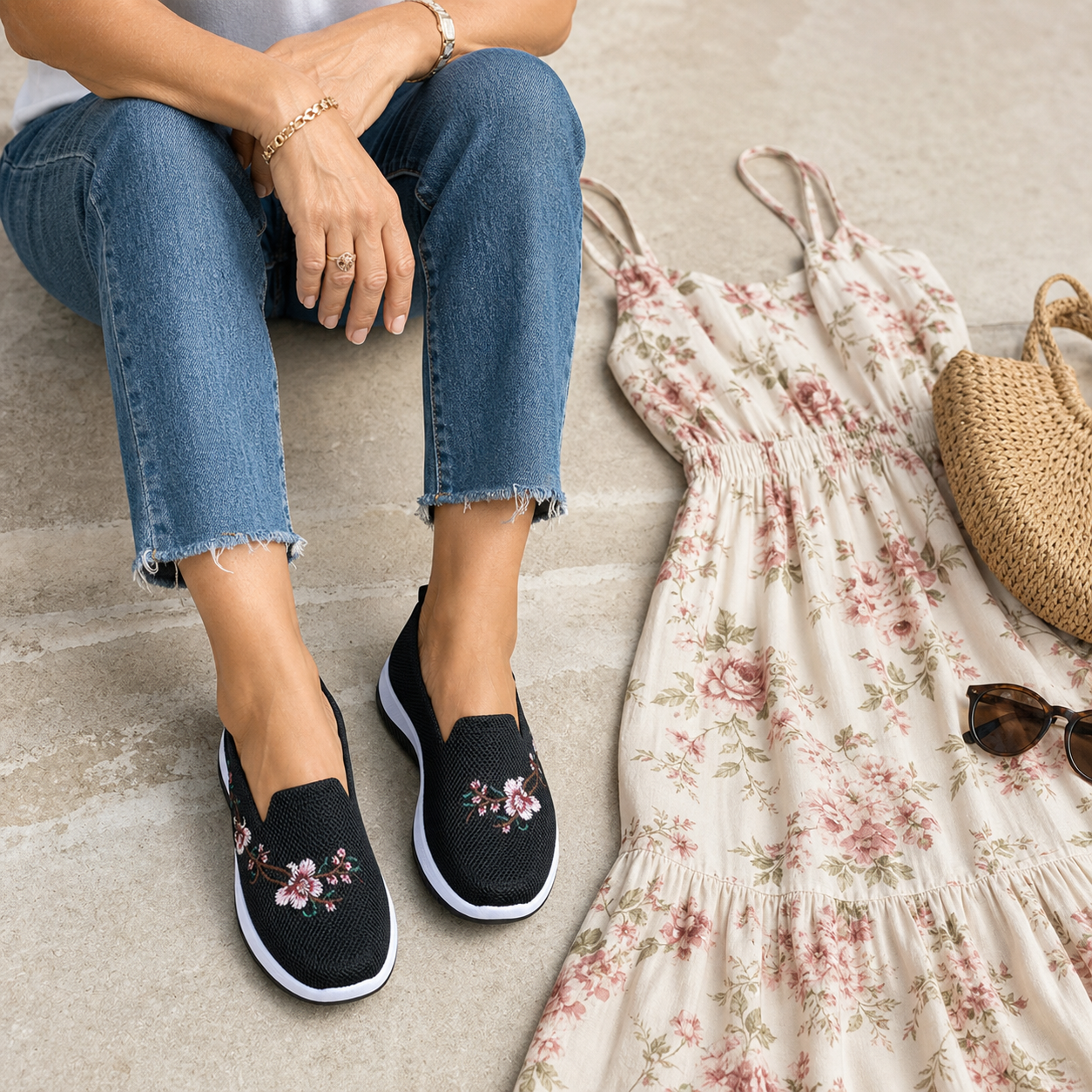 Agata Della Valle™ Breathable Floral Shoes for All-Day Comfort