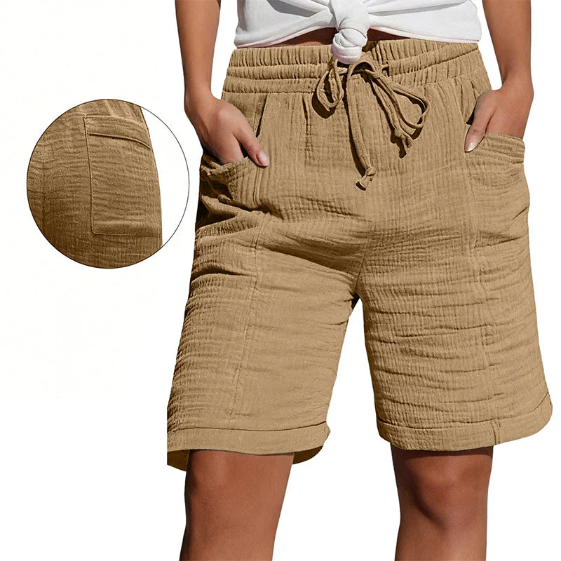 Agata Gaetani™ Breathable Elastic Waist Shorts for Women