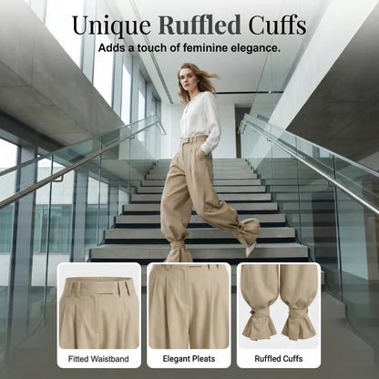 Agata Savorani™ Pleated Wide Leg Pants for Effortless Style