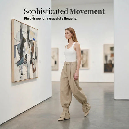 Agata Savorani™ Pleated Wide Leg Pants for Effortless Style
