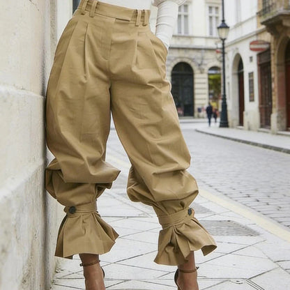 Agata Savorani™ Pleated Wide Leg Pants for Effortless Style