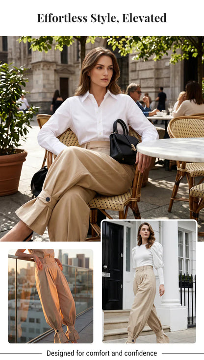 Agata Savorani™ Pleated Wide Leg Pants for Effortless Style
