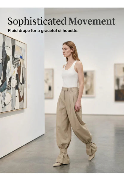 Agata Savorani™ Pleated Wide Leg Pants for Effortless Style