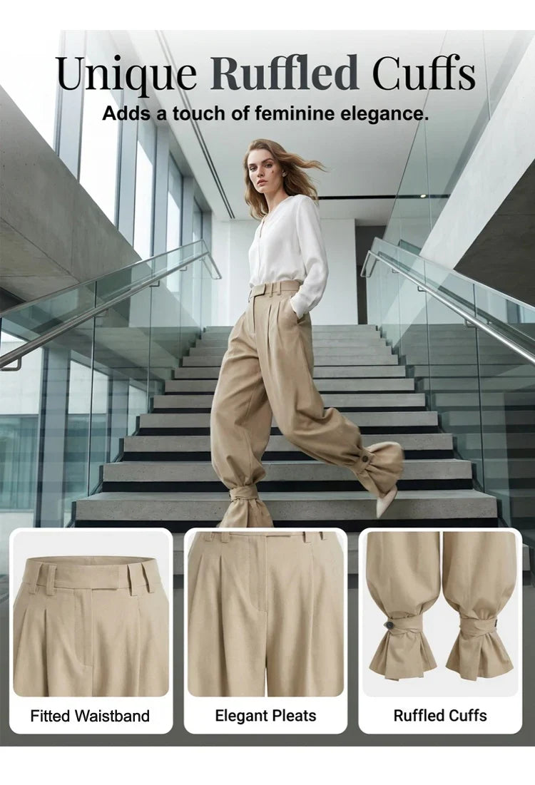 Agata Savorani™ Pleated Wide Leg Pants for Effortless Style