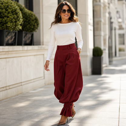 Agata Savorani™ Pleated Wide Leg Pants for Effortless Style
