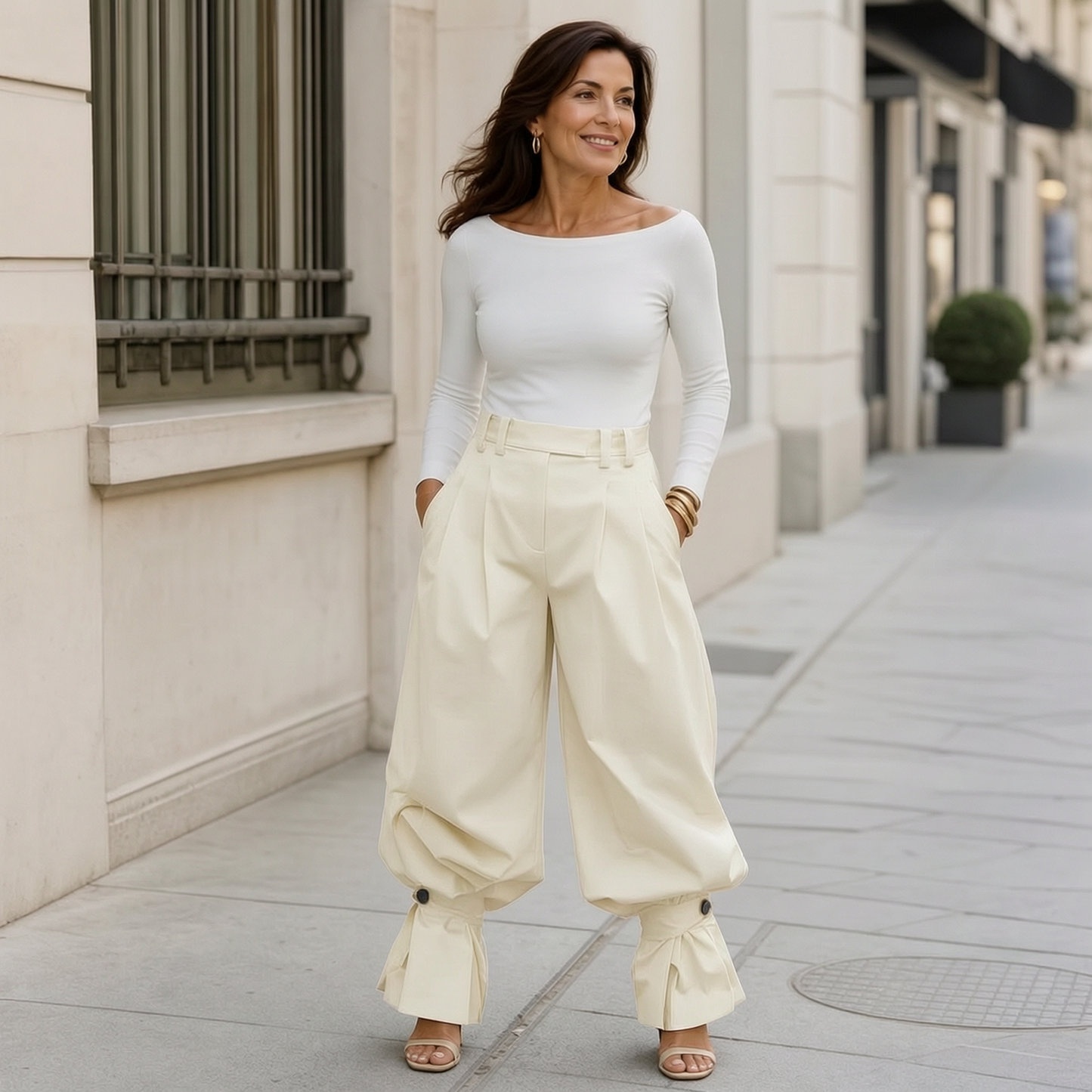 Agata Savorani™ Pleated Wide Leg Pants for Effortless Style