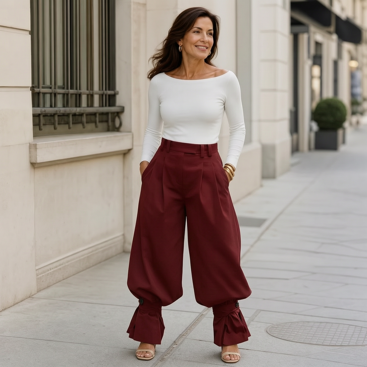 Agata Savorani™ Pleated Wide Leg Pants for Effortless Style