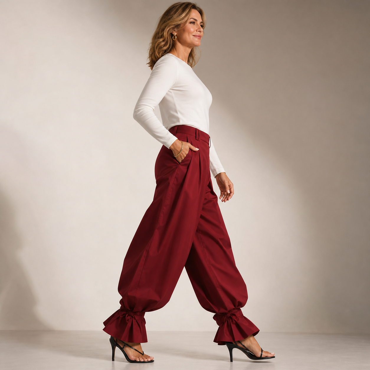 Agata Savorani™ Pleated Wide Leg Pants for Effortless Style