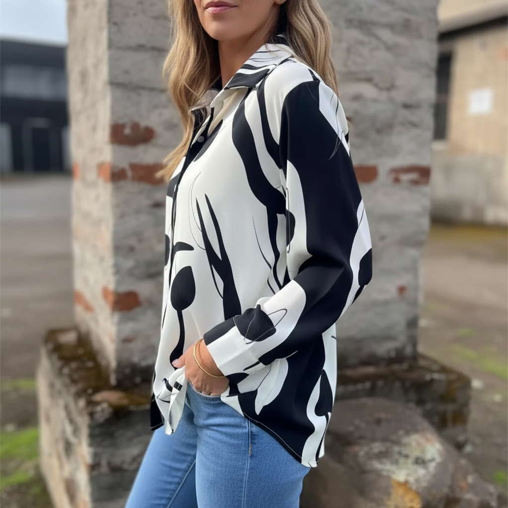 Agnese Abbondanza™ Breathable Artistic Print Loose Shirt