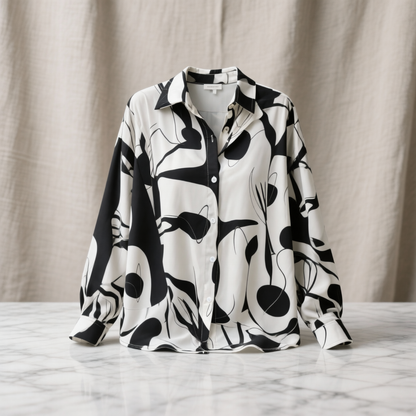 Agnese Abbondanza™ Breathable Artistic Print Loose Shirt