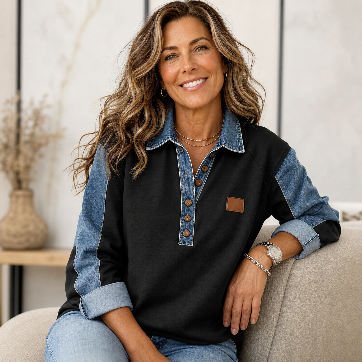 Agnese Bonarrigo™ Elegant Patchwork Lapel Jacket