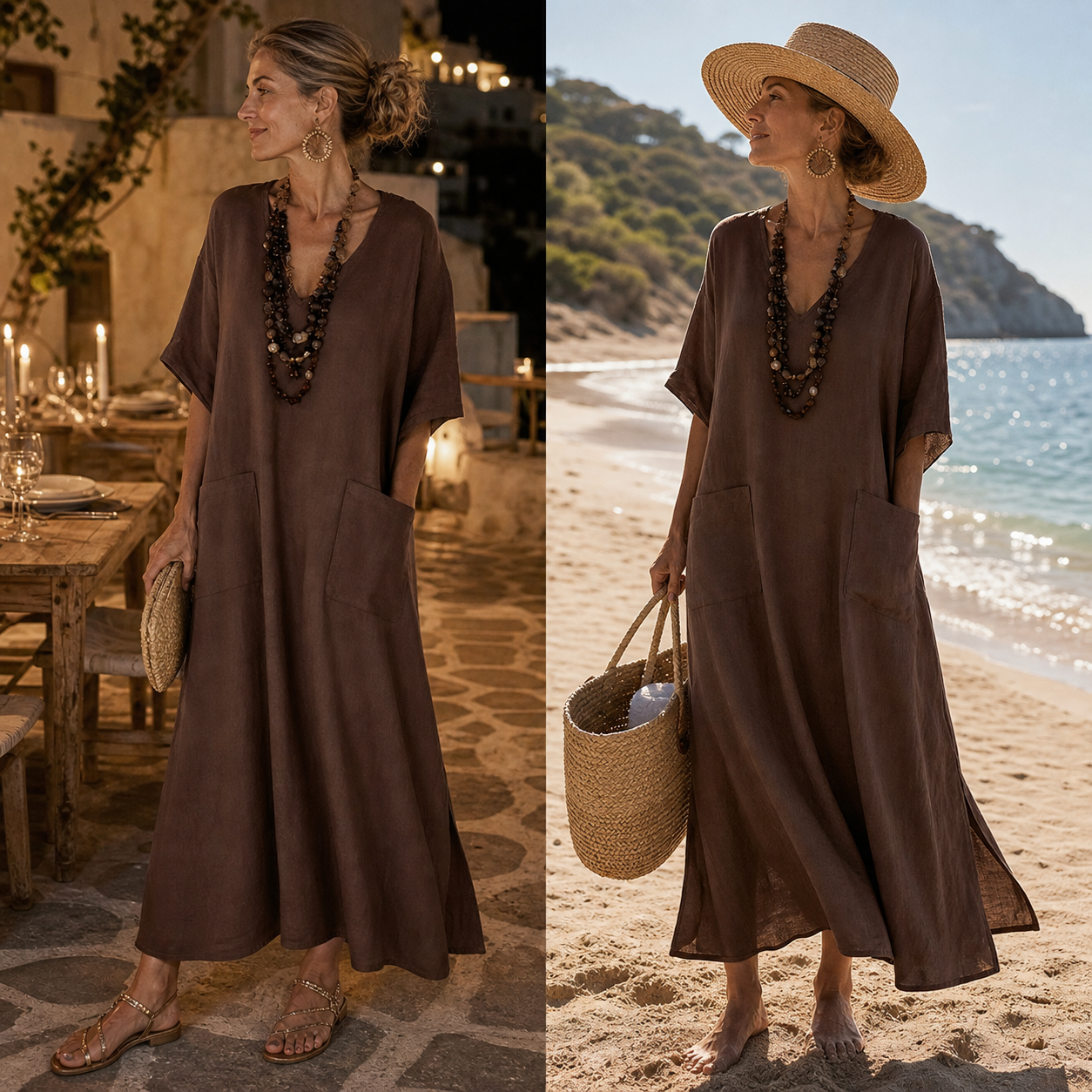 Agnese Borgognini™ Flattering V-Neck Maxi Dress for Holidays