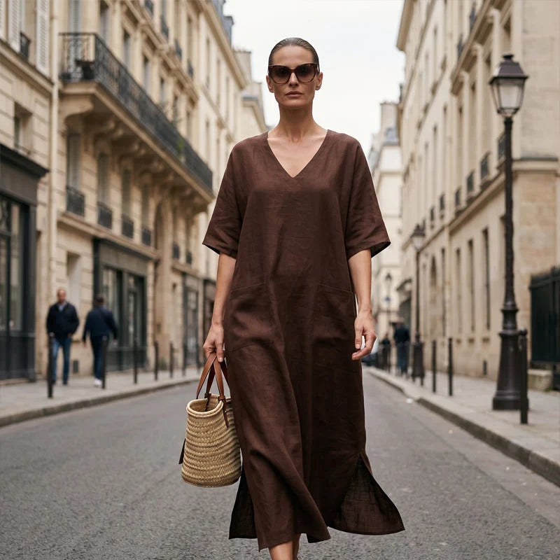 Agnese Borgognini™ Flattering V-Neck Maxi Dress for Holidays