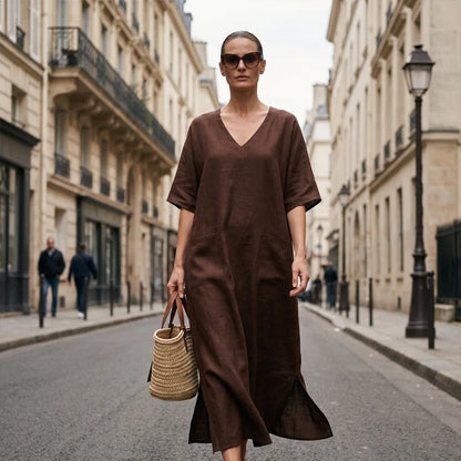 Agnese Borgognini™ Flattering V-Neck Maxi Dress for Holidays