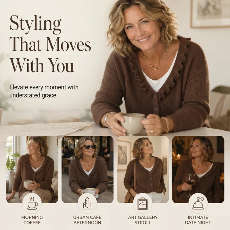Agnese Borsani™ Ruffled Collar Cardigan for Everyday Elegance