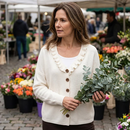 Agnese Borsani™ Ruffled Collar Cardigan for Everyday Elegance