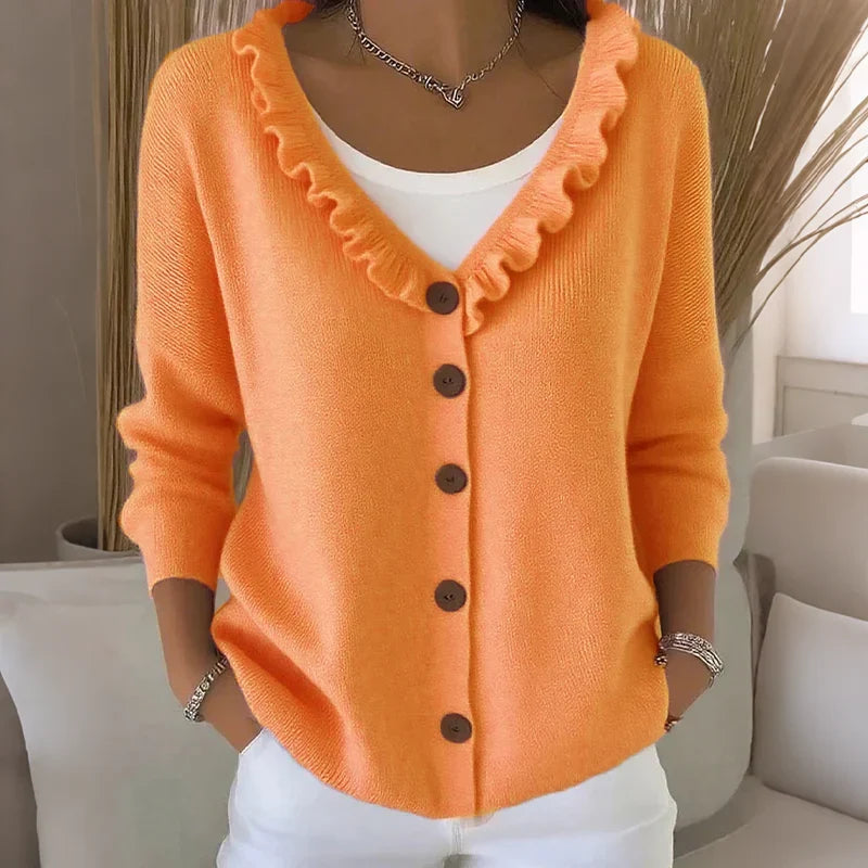 Agnese Borsani™ Ruffled Collar Cardigan for Everyday Elegance