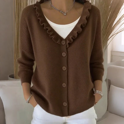 Agnese Borsani™ Ruffled Collar Cardigan for Everyday Elegance
