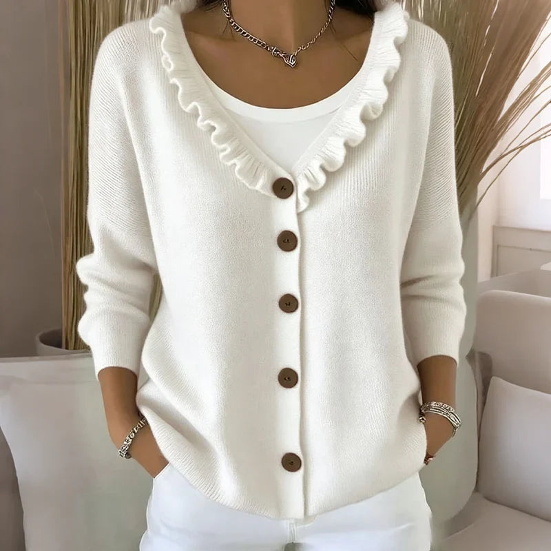Agnese Borsani™ Ruffled Collar Cardigan for Everyday Elegance