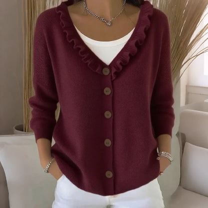 Agnese Borsani™ Ruffled Collar Cardigan for Everyday Elegance